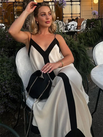 FashionSierra - Women Chiffon Contrast Off-Shoulder Female 2025 Casual Dress