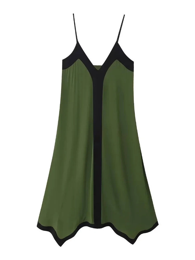 FashionSierra - Women Chiffon Contrast Off-Shoulder Female 2025 Casual Dress