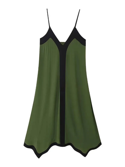 FashionSierra - Women Chiffon Contrast Off-Shoulder Female 2025 Casual Dress