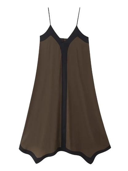 FashionSierra - Women Chiffon Contrast Off-Shoulder Female 2025 Casual Dress