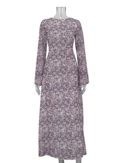 Elegant Printed Fashion Maxi Dress For Women Lace-Up Long Sleeve Party Dress High Waist Bandage Women’s Bodycon Dress New