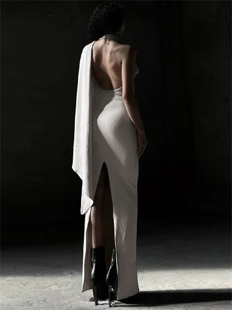 FashionSierra - Fashion Backless For Women Neck Sleeveless Summer 2025 High Street Long Skirt New Casual Dress
