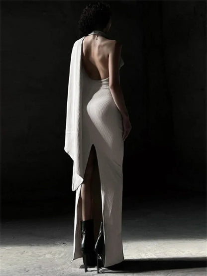 FashionSierra - Fashion Backless For Women Neck Sleeveless Summer 2025 High Street Long Skirt New Casual Dress