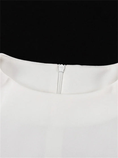 Female Elegant White Dress Sexy Patchwork Long Sleeve Commute Casual Clothes Dress For Women Zipper Autumn Mini Dress New