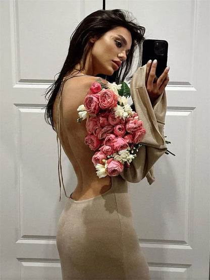 FashionSierra - Women Knit Off-Shoulder Loose Summer 2025 Casual Dress