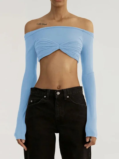Mesh Sheer Off-Shoulder Top Shirt For Women New Long Sleeve See-Through Lace Knit Pullover Tops Summer Mesh Top Tee Shirt