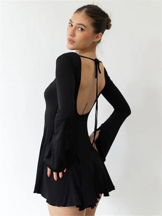 FashionSierra - Round Neck Slim Vacation Knitted New 2025 Casual Dress