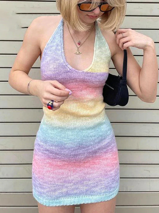 FashionSierra - Women Knitted Spaghetti Strap Maxi Dresses Holiday Hollow Out Split Beach Clothes 2025 Casual Dress