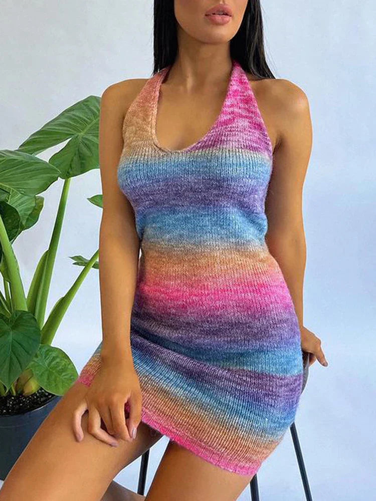 FashionSierra - Women Knitted Spaghetti Strap Maxi Dresses Holiday Hollow Out Split Beach Clothes 2025 Casual Dress