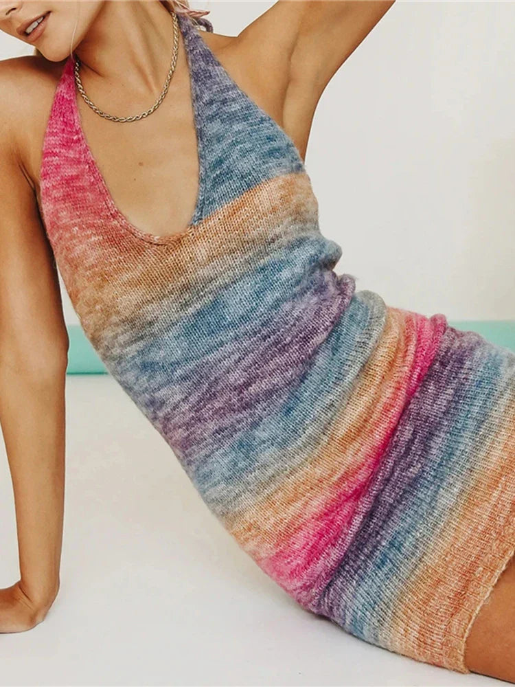 FashionSierra - Women Knitted Spaghetti Strap Maxi Dresses Holiday Hollow Out Split Beach Clothes 2025 Casual Dress