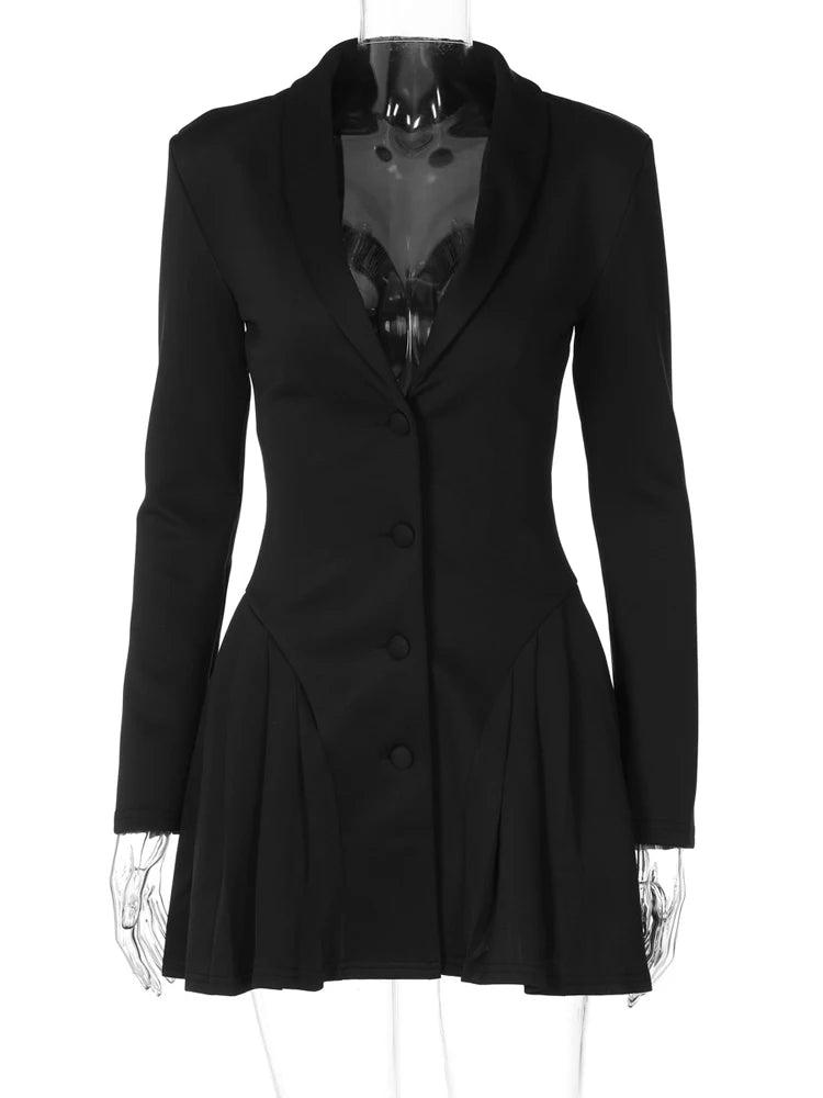 V-Neck Sexy Suit Mini Dress Female Patchwork Cardigan Fashion Commute Clothes Slim High Waist Elegant Party Dress Women’s