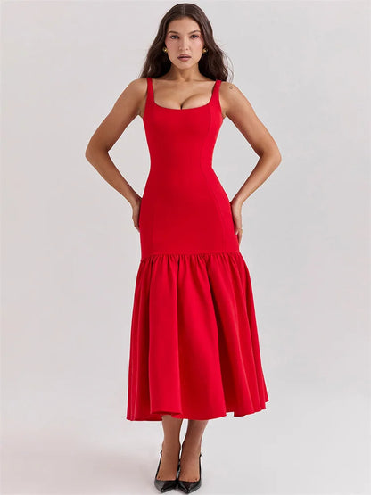 FashionSierra - Lace-Up Ruffled Women Mesh Bandage High Waist Fashion Female 2025 Casual Dress