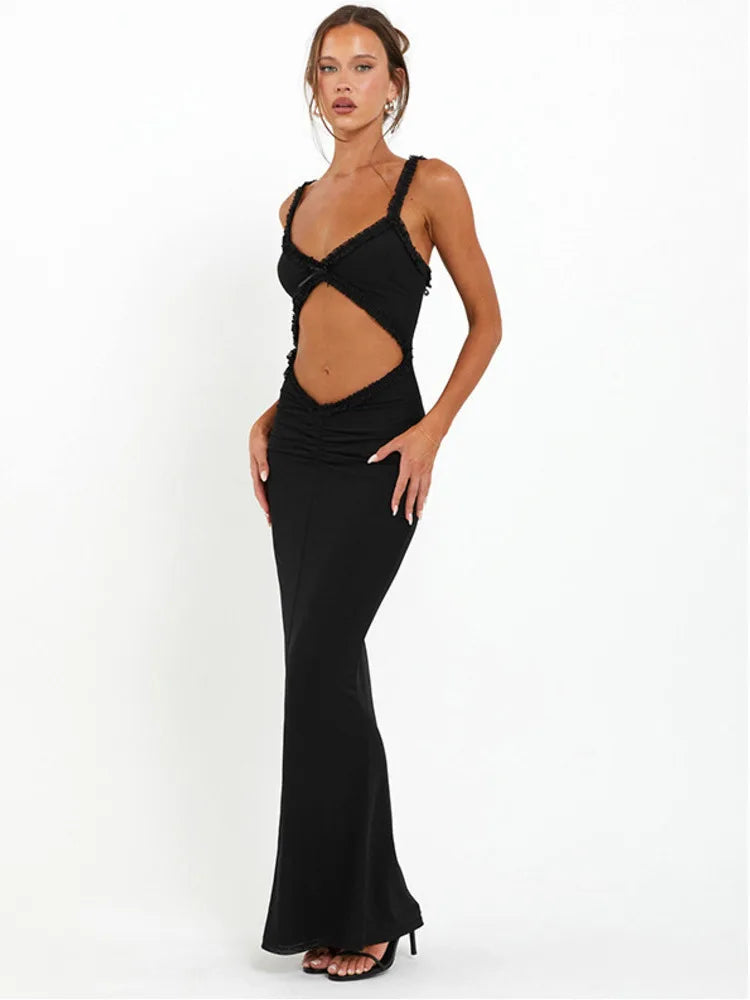 Lace Hollowed Out Summer Women Maxi Dress