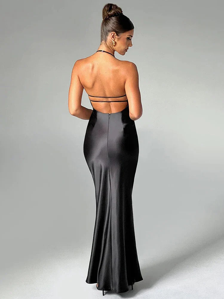 Long Slim Bodycon Spaghetti Strap Backless Sexy Spring Summer Maxi Dress