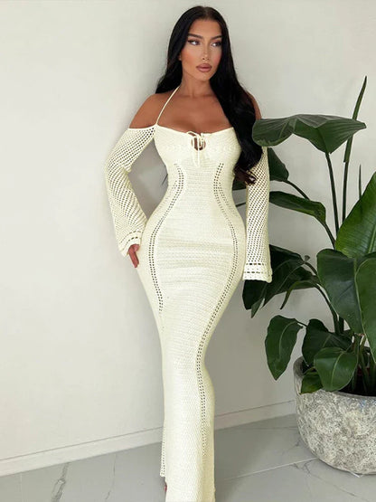 Knitting Bodycon Elegant Long Backless Sexy Party Maxi Dress