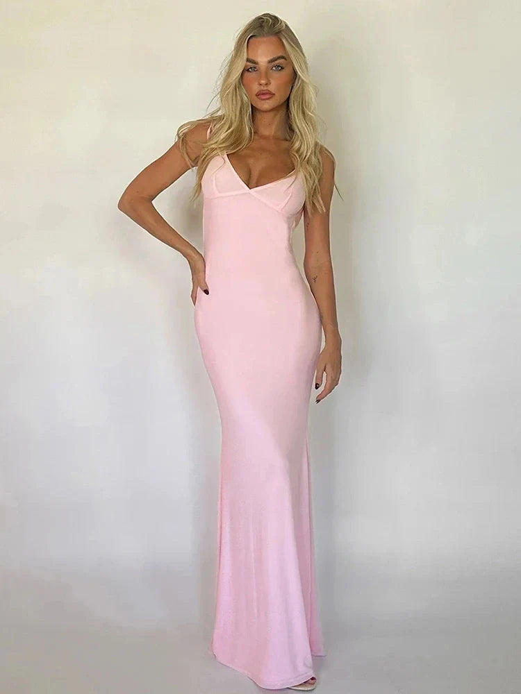 Mermaid Bodycon Elegant Long Halter Backless Nightclub Sexy Summer Maxi Dress