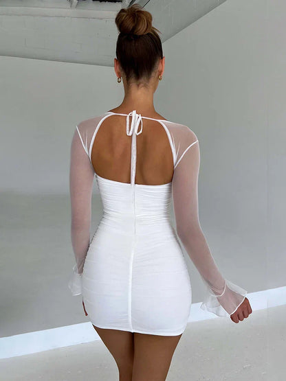 Waist Wrap A-line Lace Strapless Summer Backless Nightclub Sexy Party Mini Dress