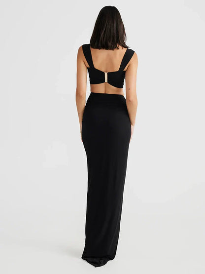 Party Spaghetti Strap Crop Top Slim Bodycon Summer 2 Piece Dress
