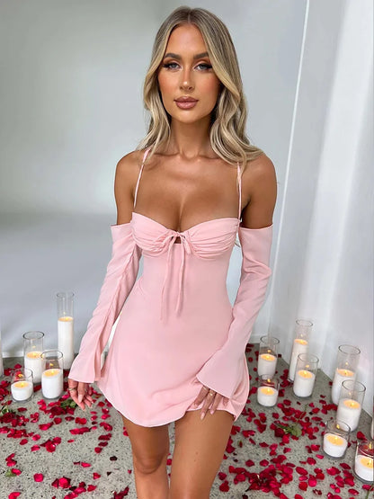 Bodycon Bandage Spaghetti Strap Spring Summer Backless Nightclub Sexy Party Mini Dress