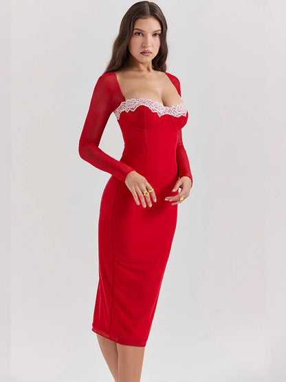 Bodycon Elegant Strapless Autumn Winter Nightclub Sexy Midi Dress