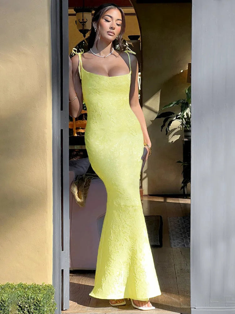 Jacquard Fit Long Wind Summer Women Maxi Dress