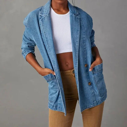 Women's Stylish Denim Blazer with Pockets | Great for Everyday Wear