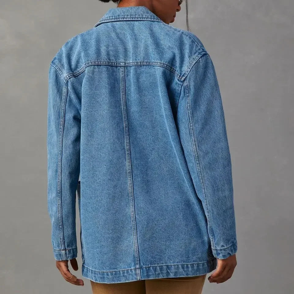 Women's Stylish Denim Blazer with Pockets | Great for Everyday Wear