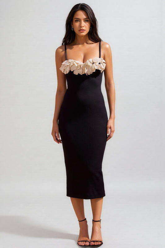 Zoratd Black Strapless Lace Bandage Midi Dress