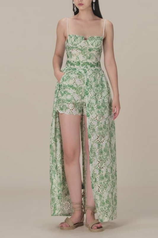 Conjunto de falda con estampado floral de espagueti Ursule