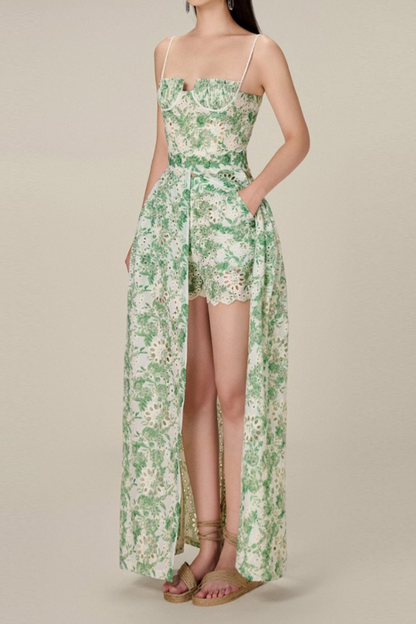 Conjunto de falda con estampado floral de espagueti Ursule