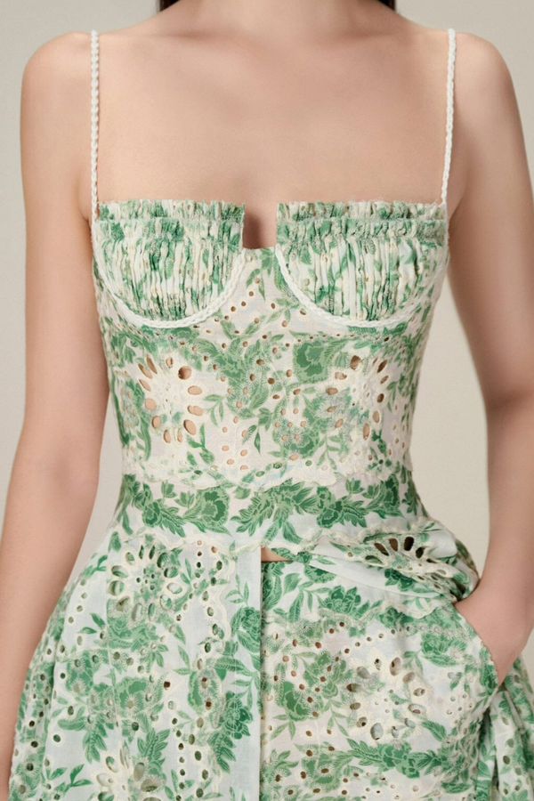 Conjunto de falda con estampado floral de espagueti Ursule