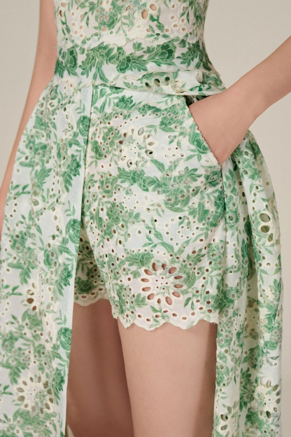 Conjunto de falda con estampado floral de espagueti Ursule
