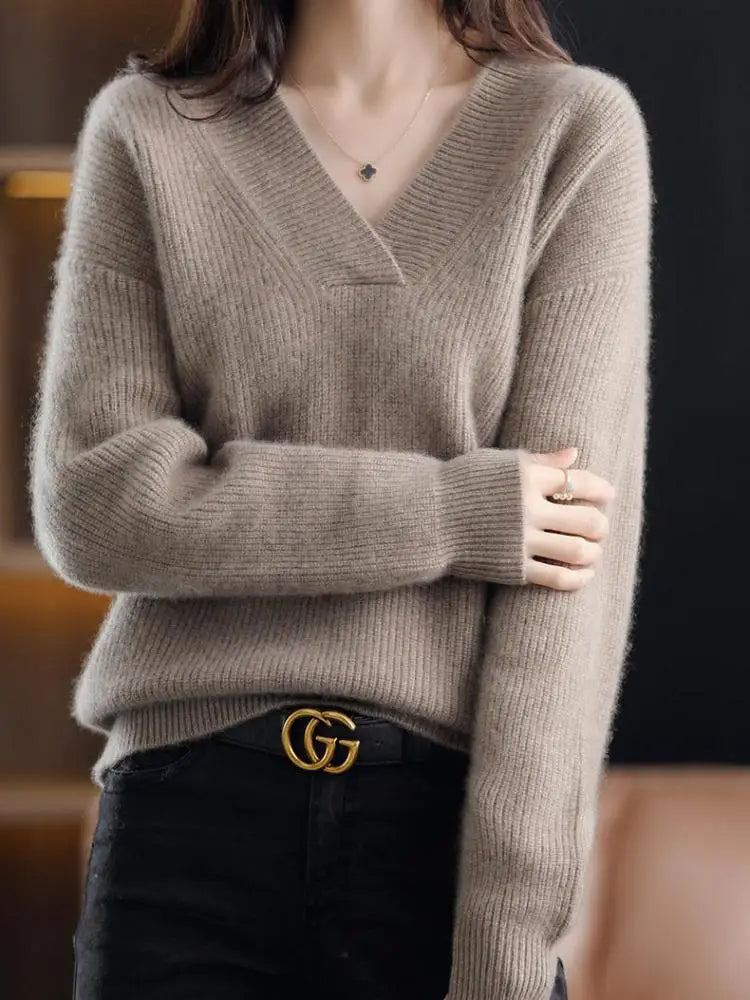 V-Neck Loose Cashmere Autumn Winter Oversize Sweater