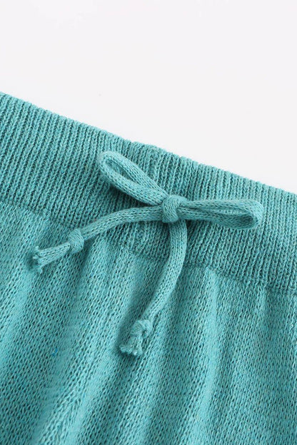 V Neck Knit Tank Top Shorts Suits