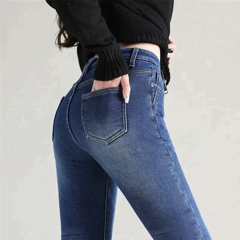 Women's Stretchy Skinny Winter Jeans with Fleece Lining | Great for Casual Days