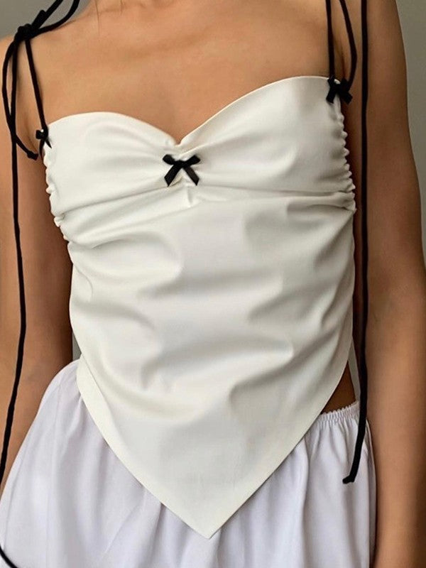Backless White Crop Cami Top
