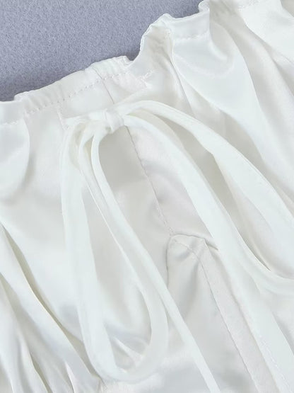 Ruched Tie Front Corset Top