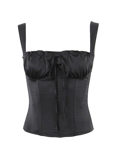 Ruched Tie Front Corset Top