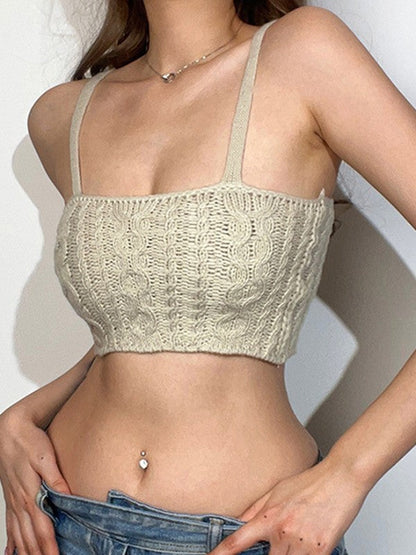 Cable Knit Crop Cami Top