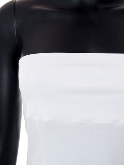 Paneled Solid Color Bandeau Top
