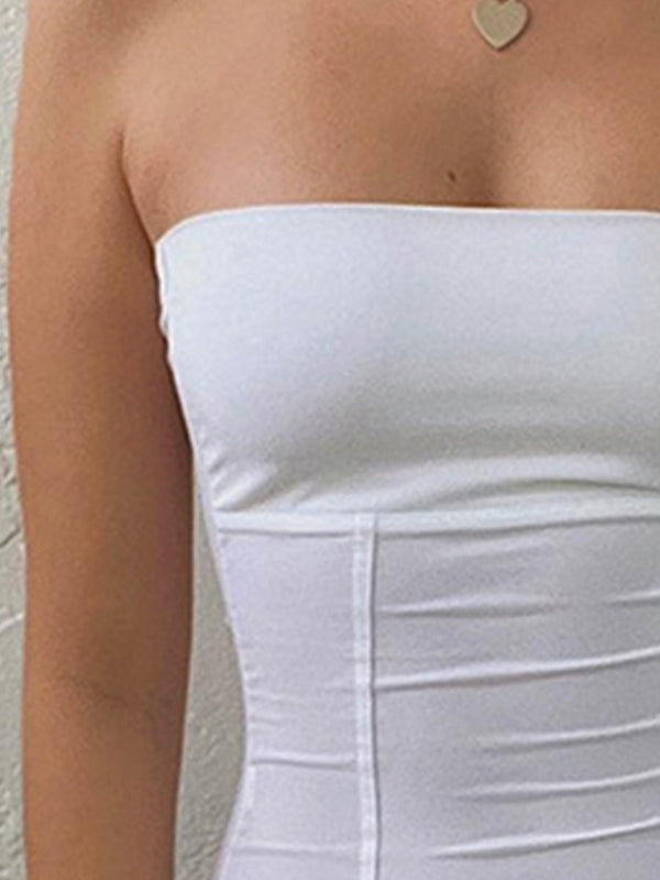 Paneled Solid Color Bandeau Top