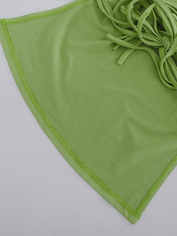 Tie Back Green Bandeau Top