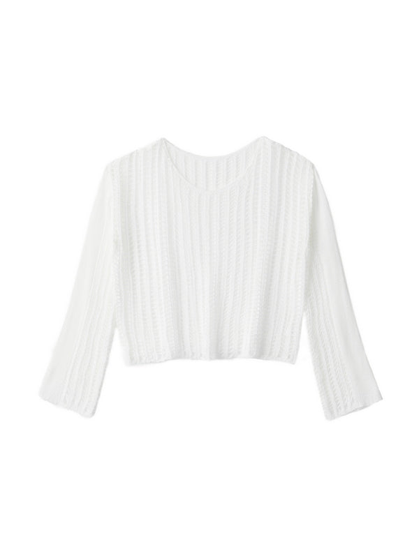 Hollow Crew Neck Knit Crop Top