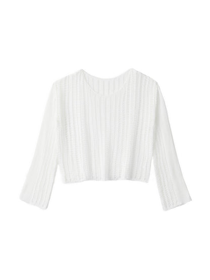 Hollow Crew Neck Knit Crop Top