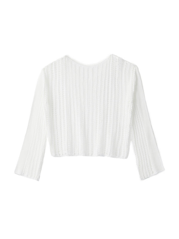 Hollow Crew Neck Knit Crop Top