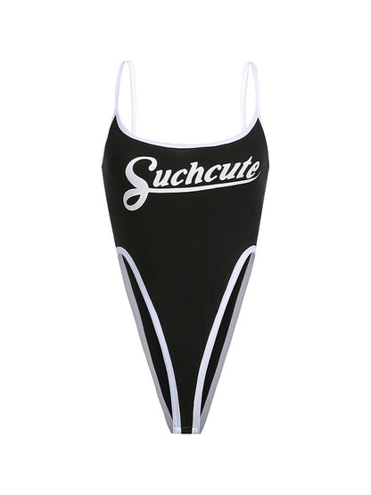 Contrasting Letter Print Bodysuit
