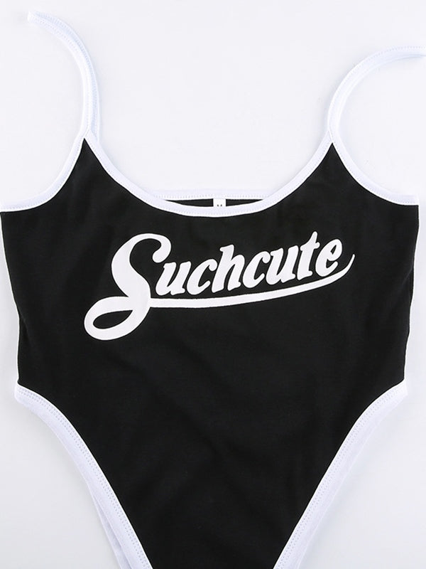 Contrasting Letter Print Bodysuit