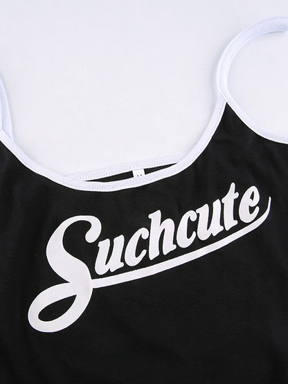 Contrasting Letter Print Bodysuit