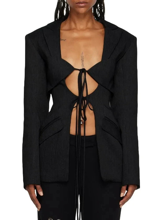 Temperament Vintage Solid Long Sleeve Slim Stylish High Quality Autumn Women Blazer