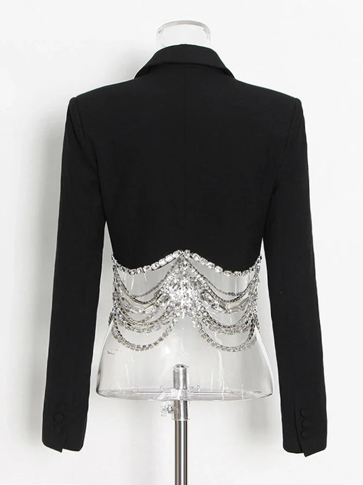 Casual Striped Notched Collar Long Sleeve Spliced Double Breasted Vintage Blazer